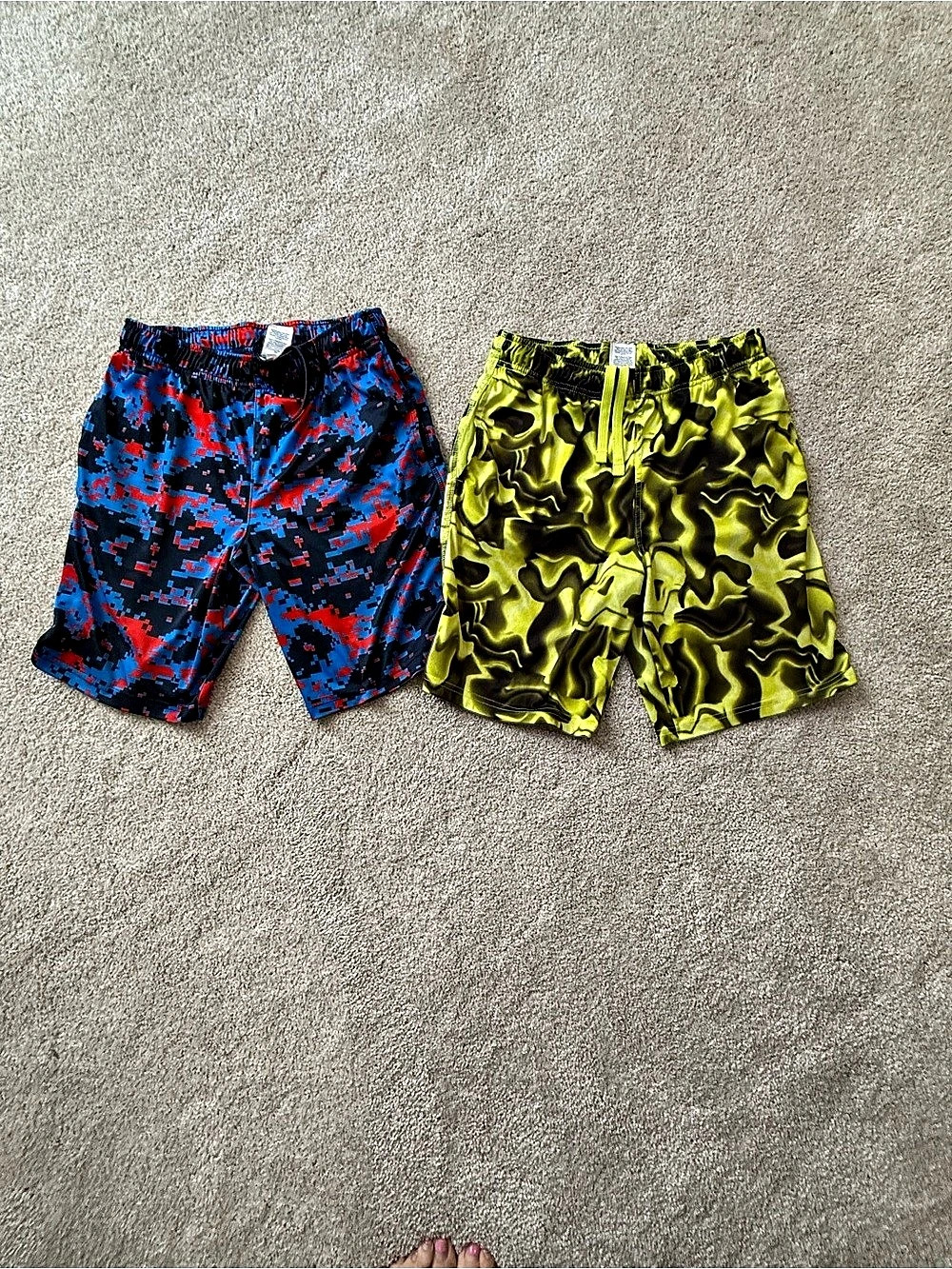 Athletic Works Boys XL Swim Trunks 2-Pack Blue & Green Like New